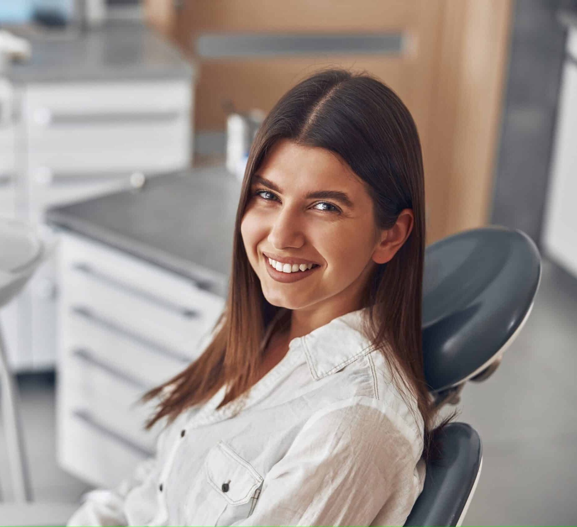 Happy,Caucasian,Woman,At,Dentist,Cabinet