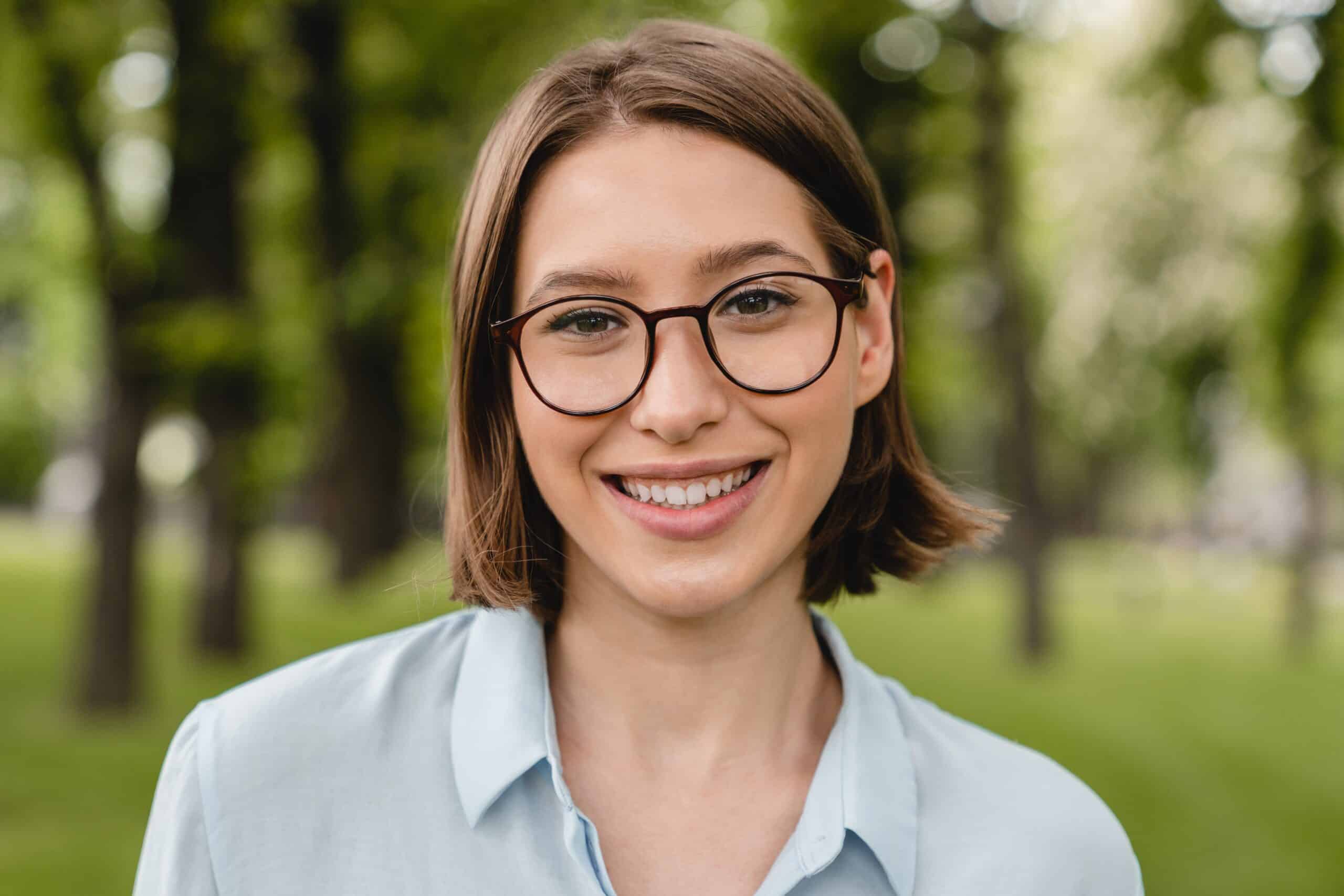 Close,Up,Portrait,Of,A,Young,Smart,Caucasian,Woman,Female